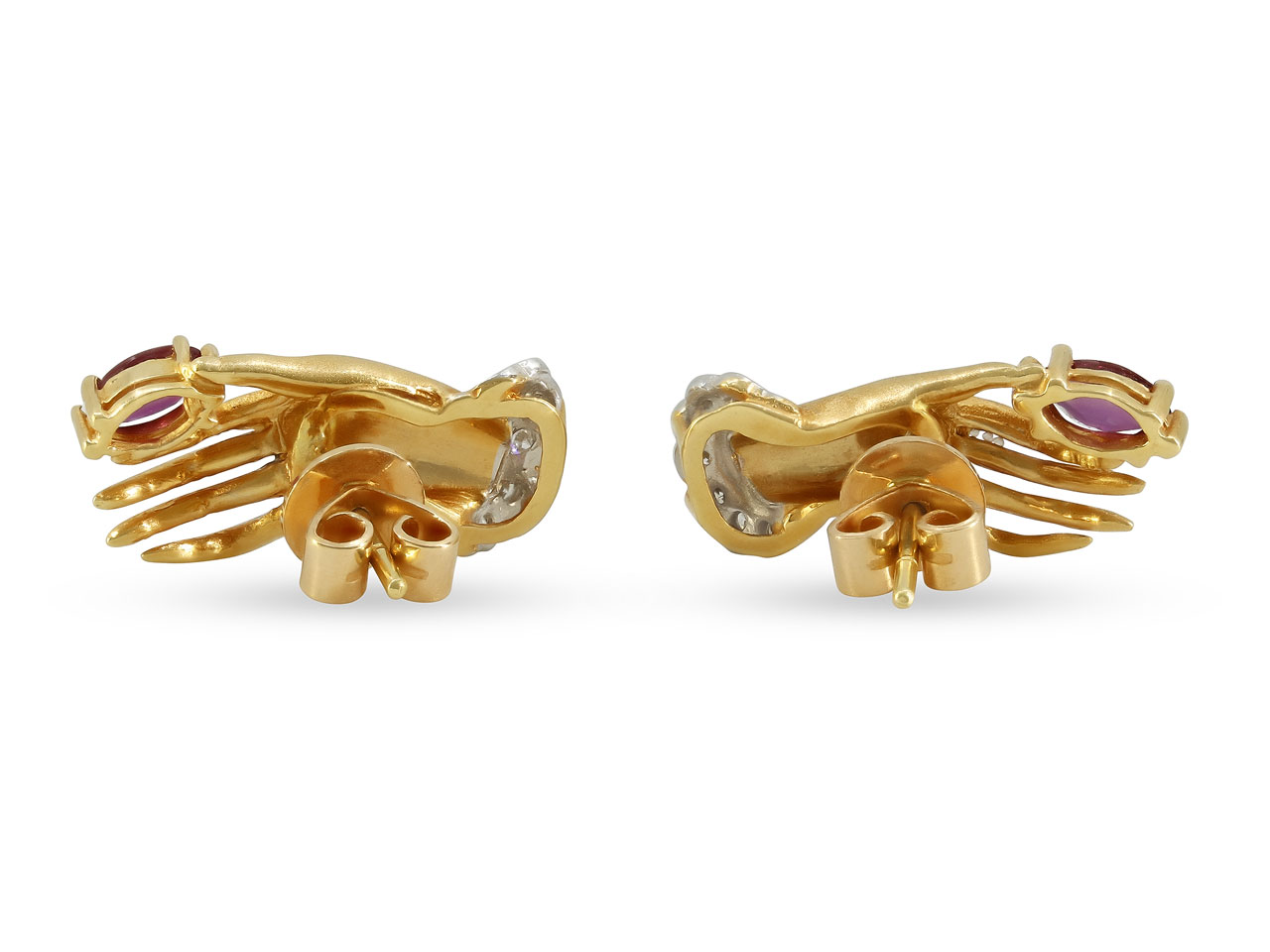 Carrera y Carrera Ruby Hand Earrings in 18K Gold