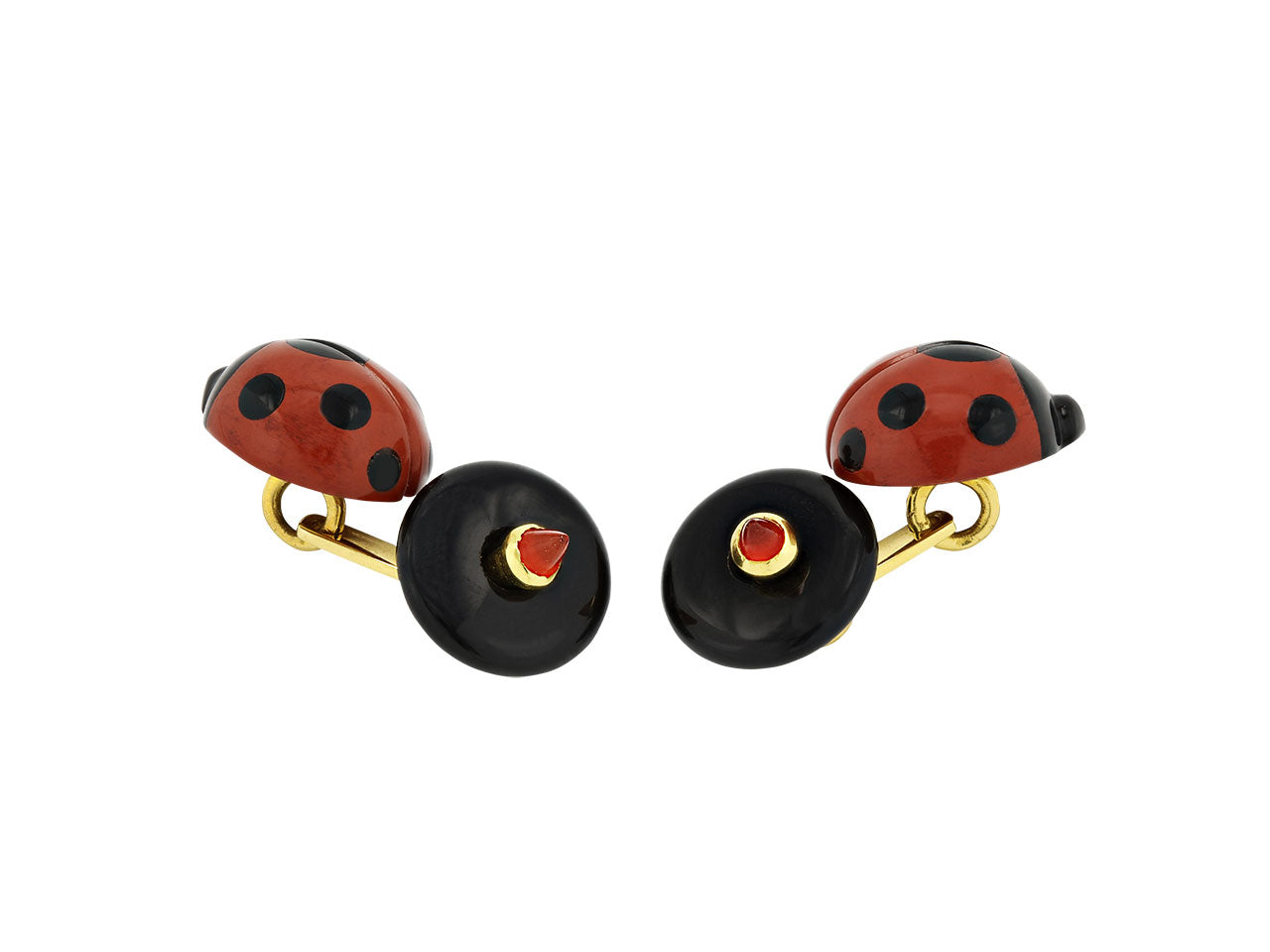 Onyx and Red Enamel Cufflinks in 18K Gold
