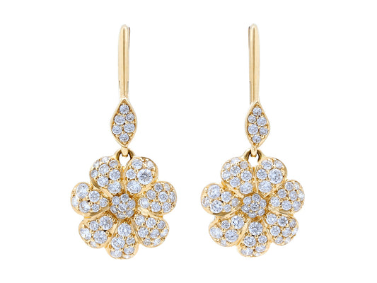 Rhonda Faber Green Diamond Flower Earrings in 18K Gold