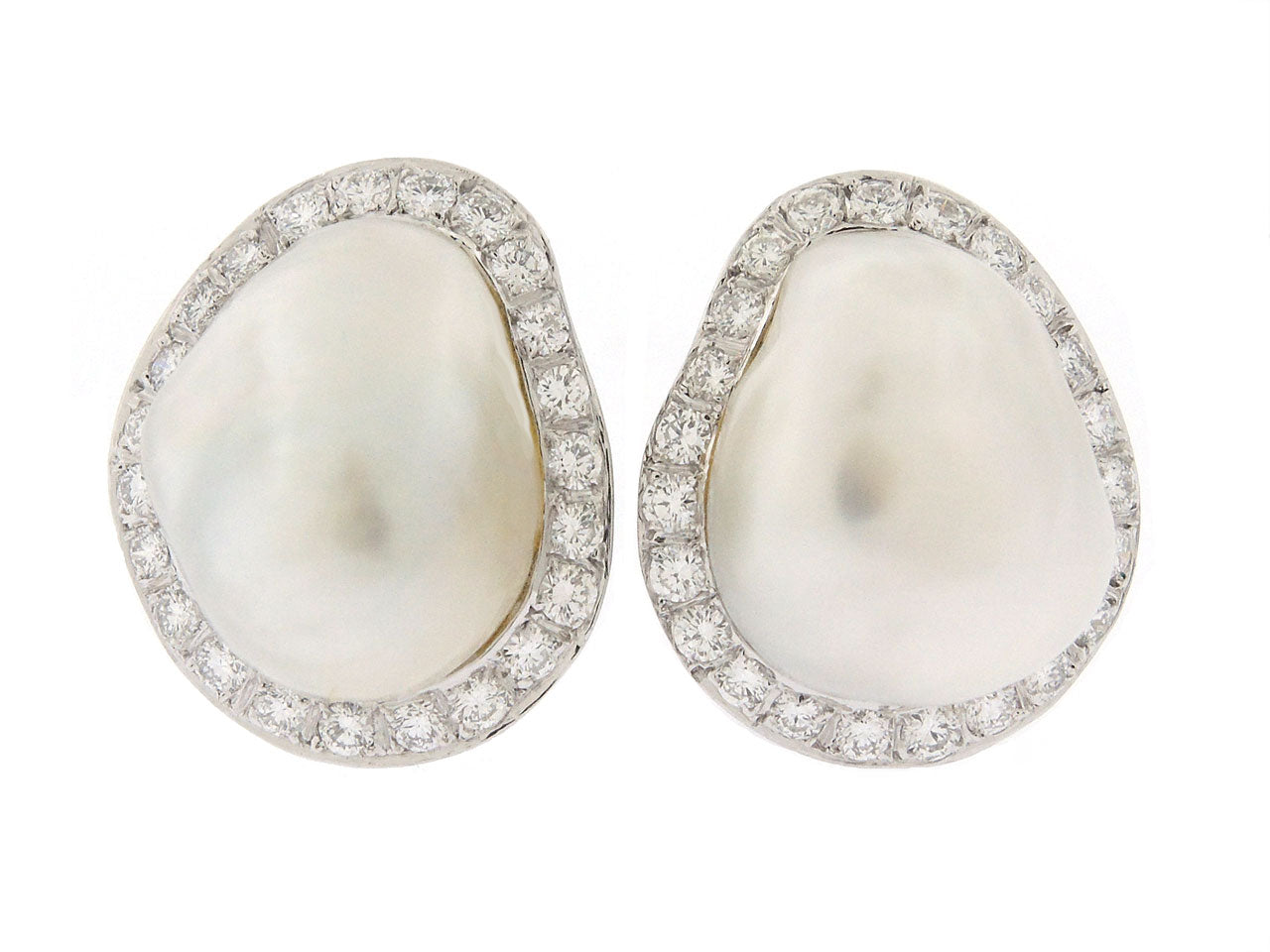 Trio South Sea Pearl and Diamond Earrings in 18K
