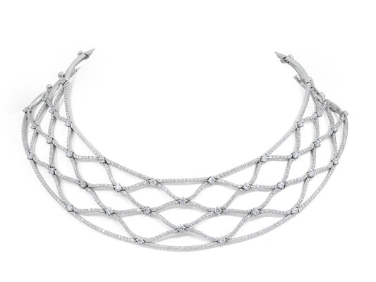 Stefan Hafner 'Fishnet' Diamond Necklace in 18K White Gold