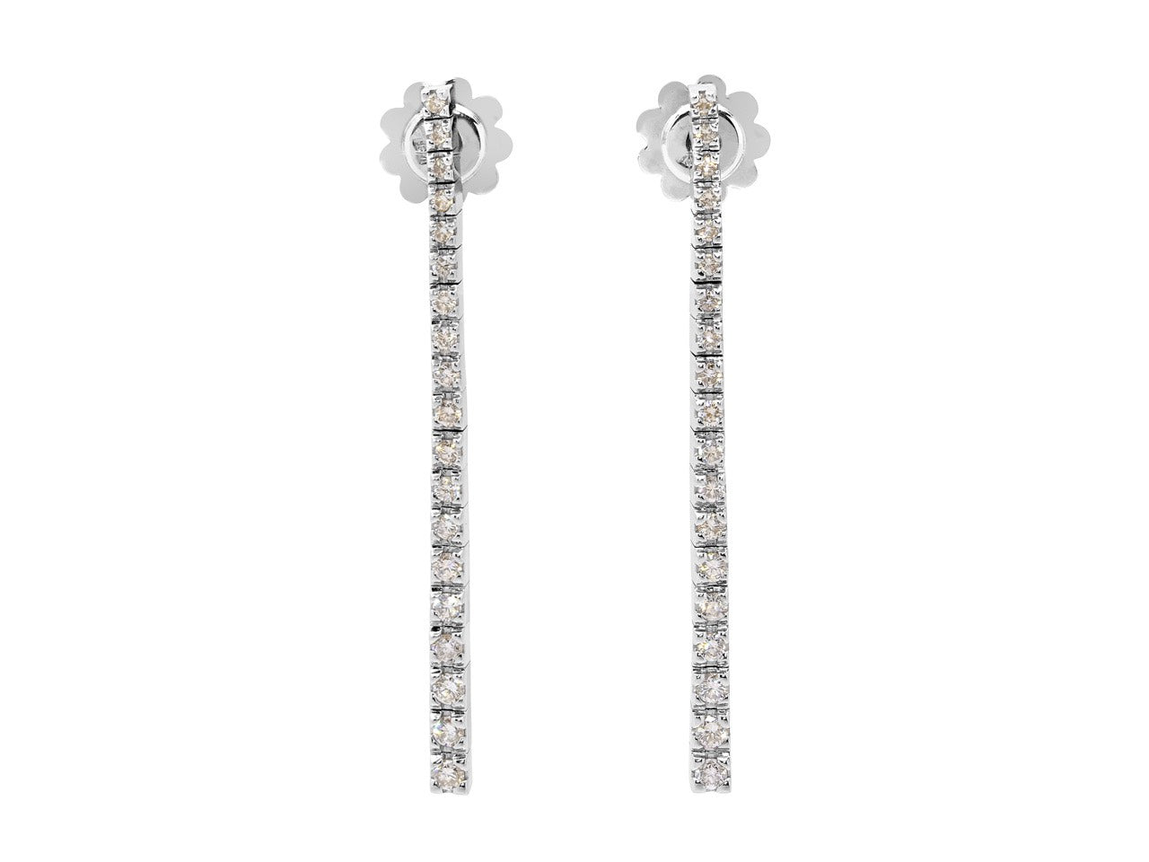 Diamond Line Earrings in 18K White Gold