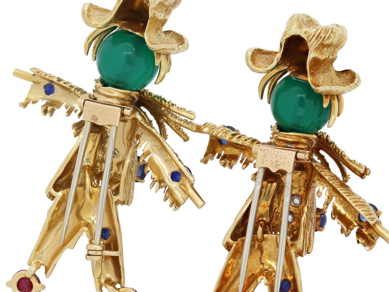 Pair of Van Cleef & Arpels Gemset Scarecrow Brooches in 18K Gold