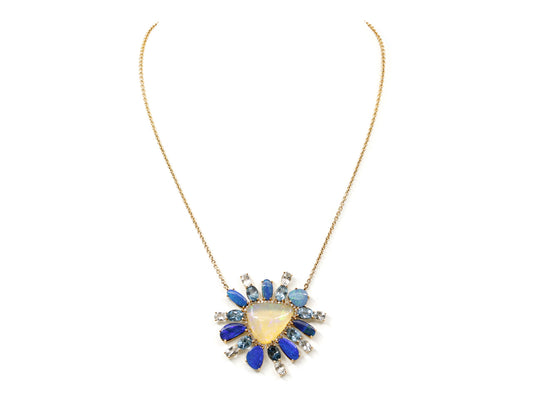 Eden Presley Opal and Blue Gemstone Necklace in 14K Gold