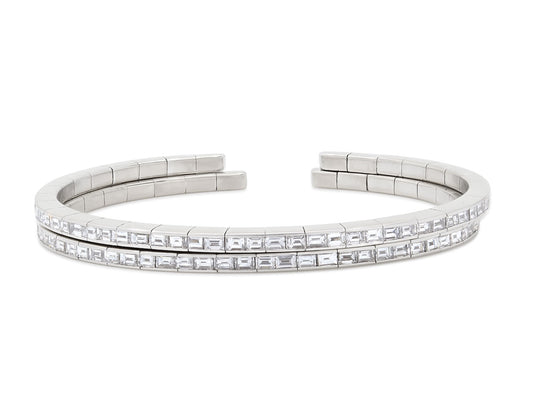 Pair of Flexible Diamond Bangle Bracelets in 18K White Gold