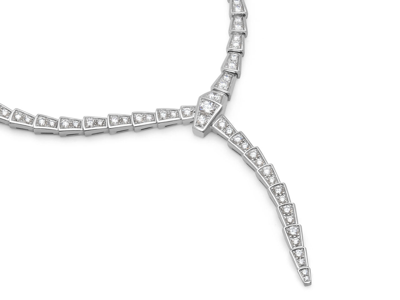 Bulgari 'Serpenti Viper' Diamond Necklace in 18K White Gold