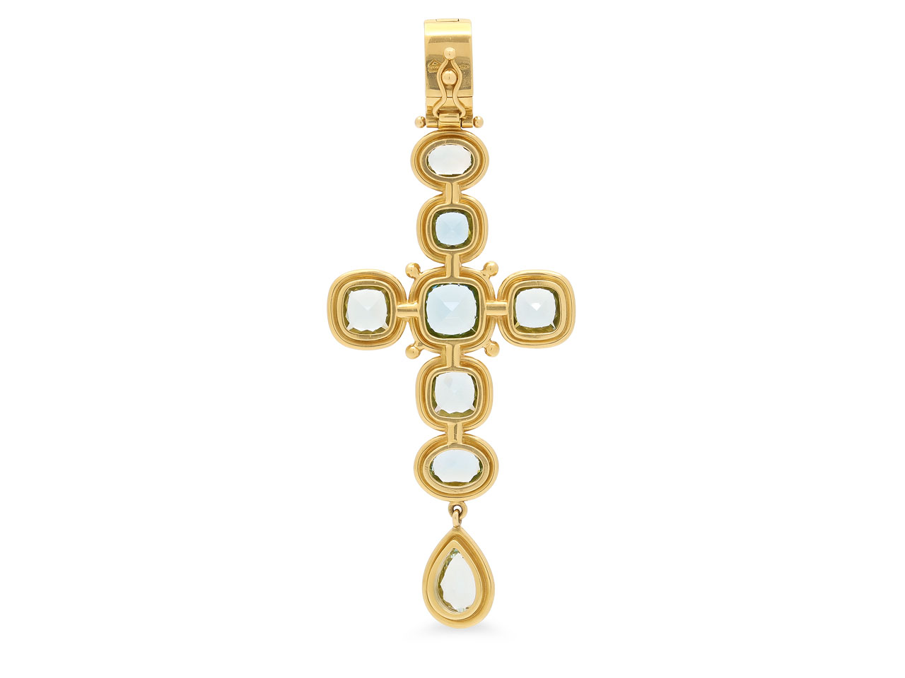 Temple St. Clair Aquamarine Cross Pendant in 18K Gold