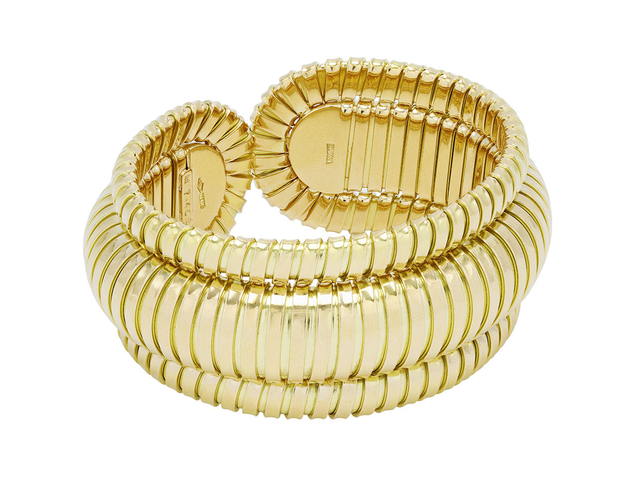 Bordered Domed Cuff Bracelet in 18K Gold, by Beladora