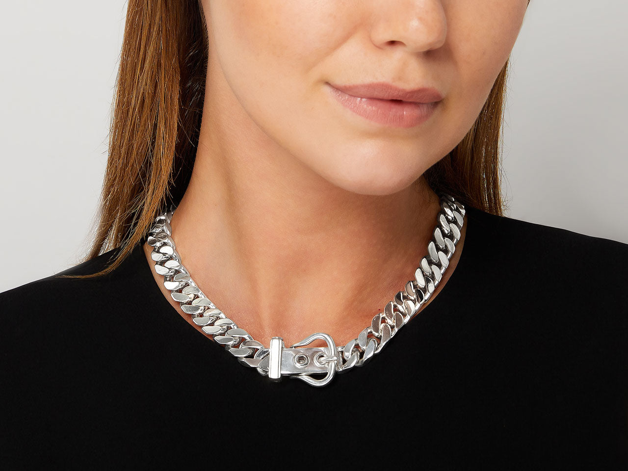 Hermès 'Boucle de Sellier' Neckace in Silver