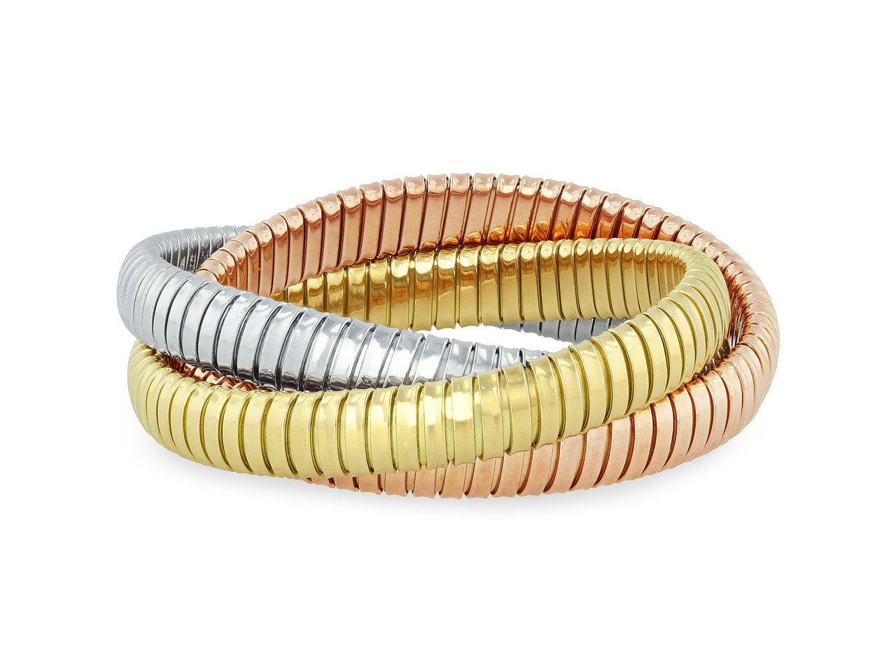 Rolling Bracelet in 18K Yellow, White and Rose Gold, 9mm, by Beladora