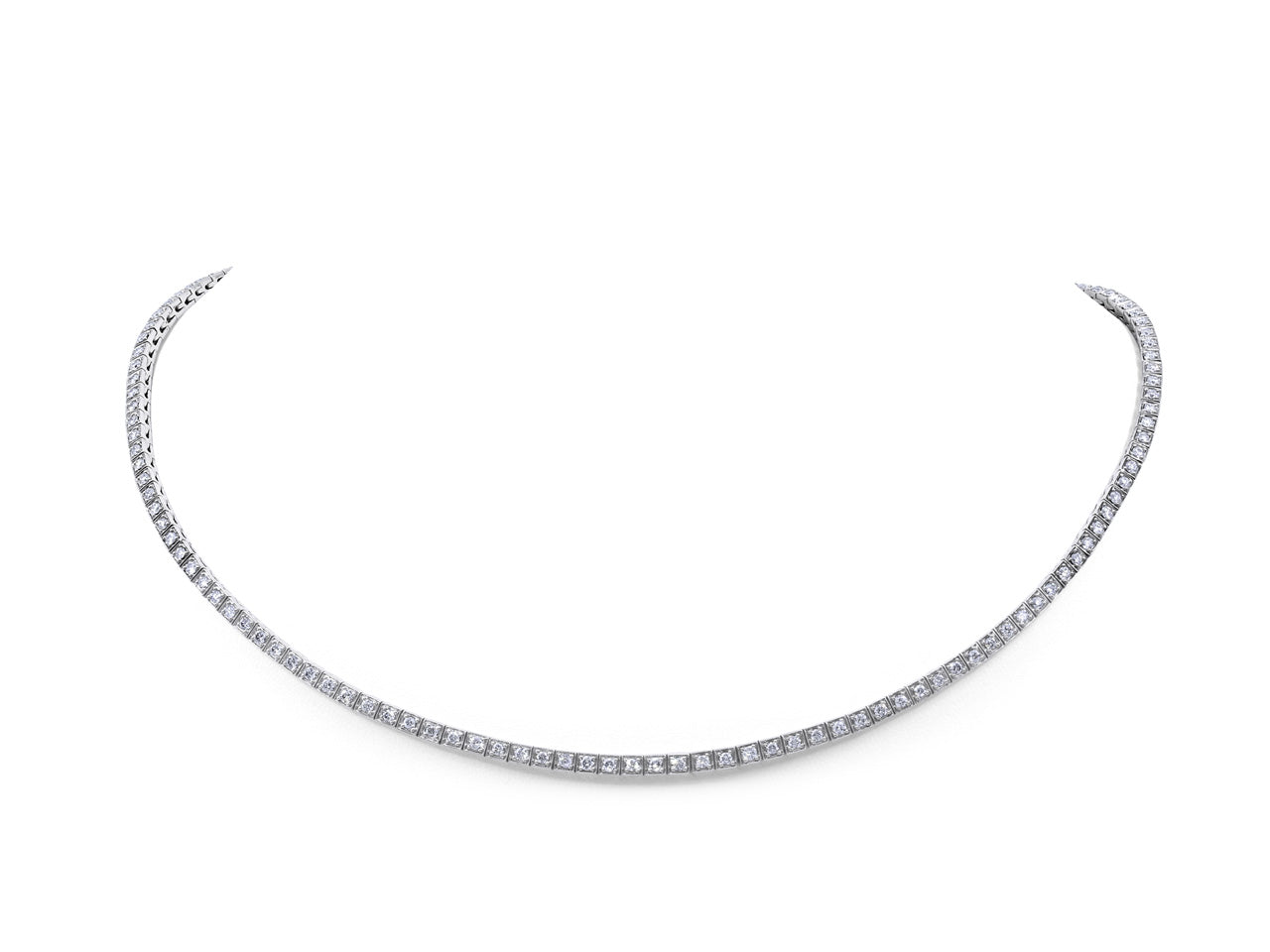 Diamond Rivière Necklace in 18K White Gold