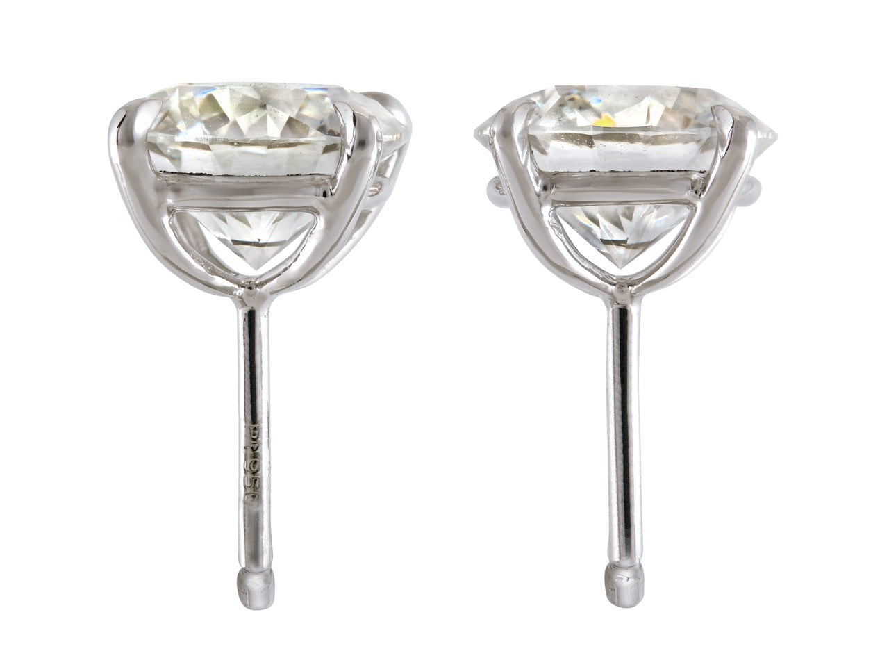 Diamond Stud Earrings, 4.24 total carats Triple Ex, in Platinum