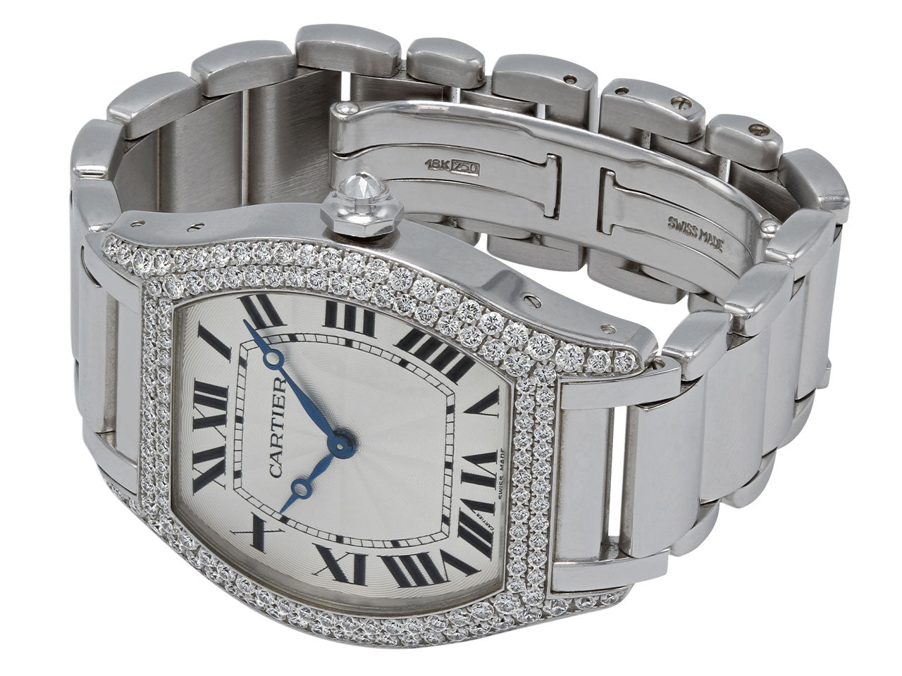 Cartier Diamond 'Tortue' Watch in 18K White Gold, 34 mm