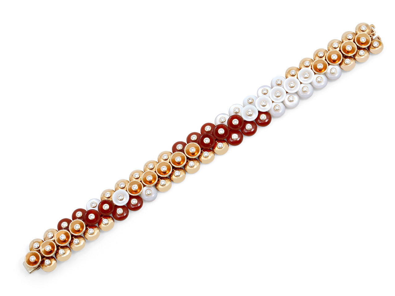 Van Cleef & Arpels 'Bouton d'or' Carnelian, Mother-of-Pearl and Diamond Bracelet in 18K Rose Gold