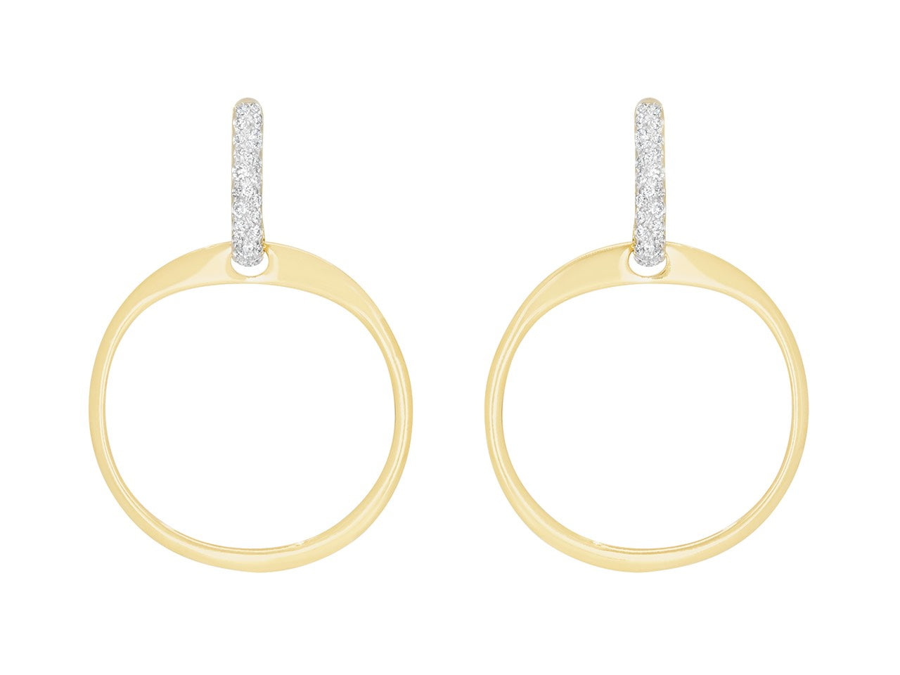 Hoop Earrings with Diamond Tops in 18K Gold, by Beladora