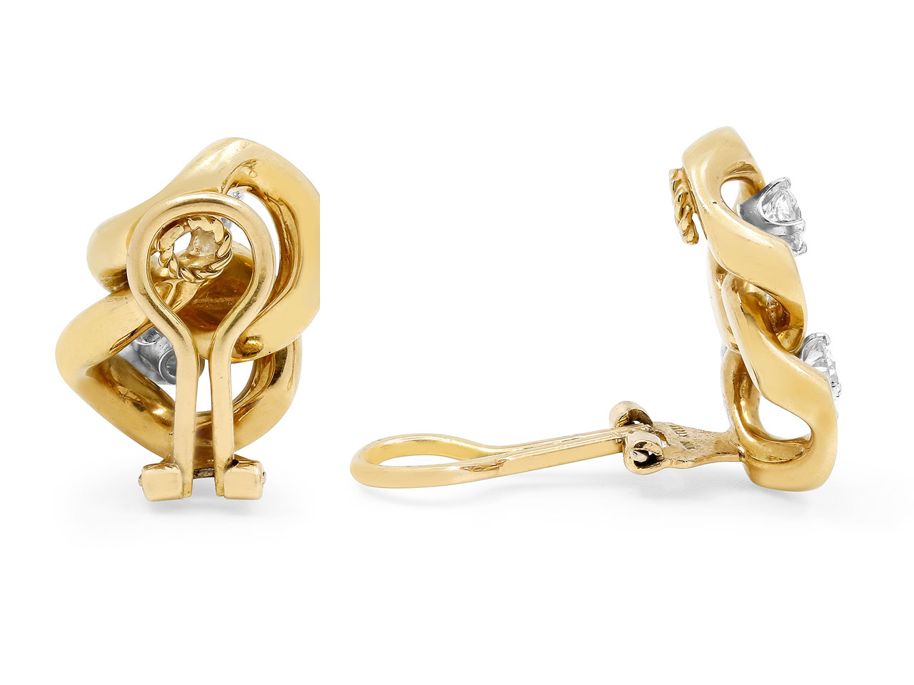 Diamond and Gold Link Earrings in 18K Gold