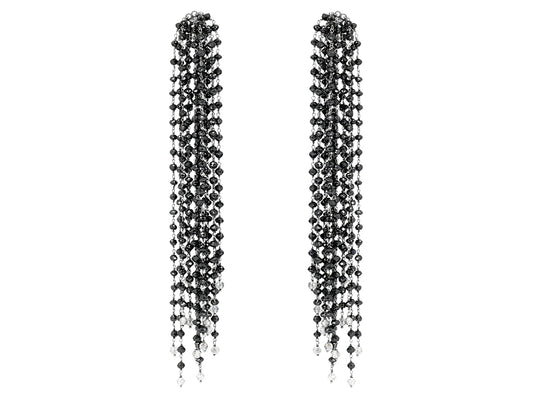 Black Diamond Fringe Earrings in 18K White Gold