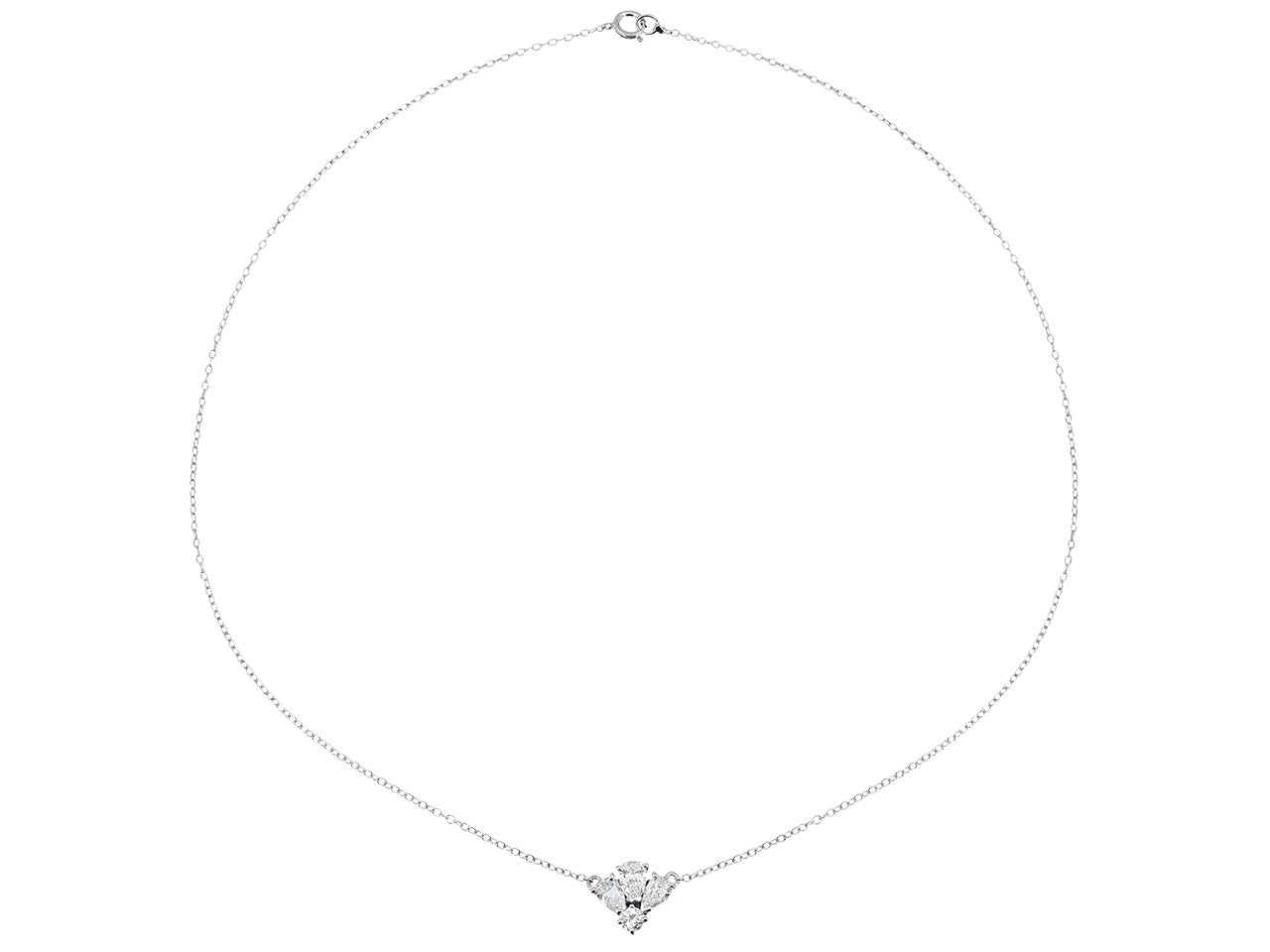 Pear-Shaped and Round Diamond Pendant in 14K White Gold