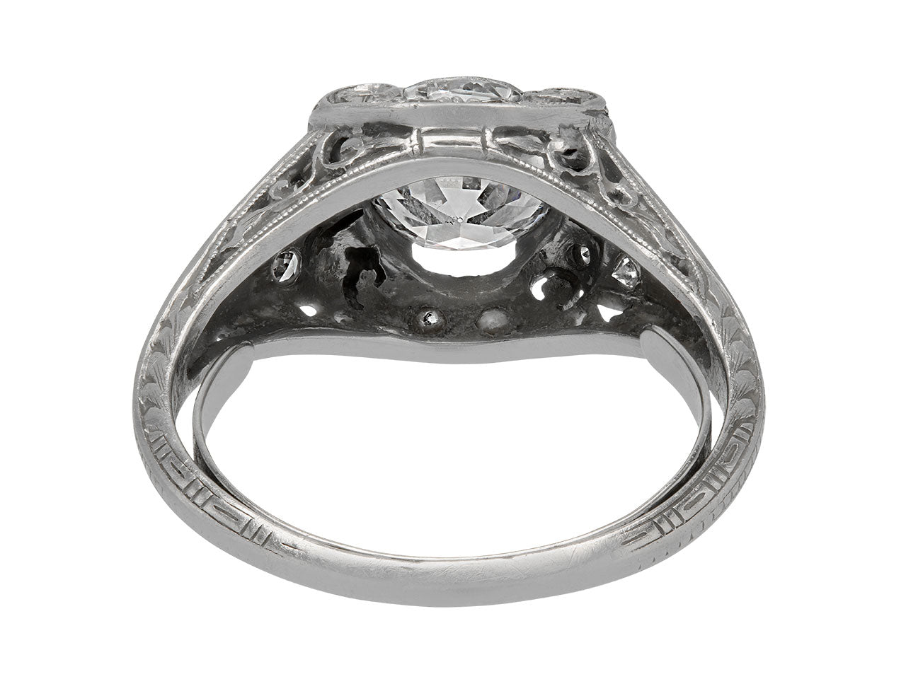 Art Deco Transitional Cut Diamond Ring in Platinum
