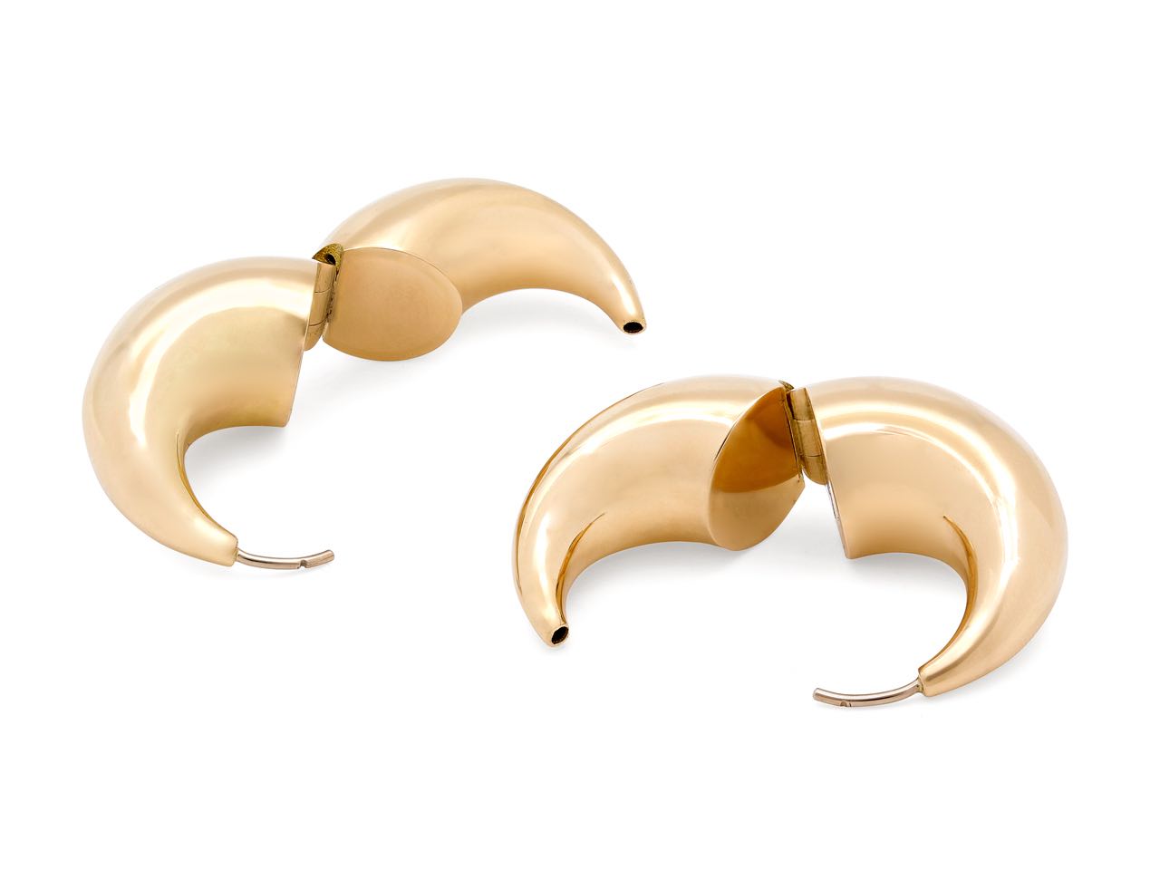 Crescent Hoop Earrings in 18K Gold, Large, by Beladora