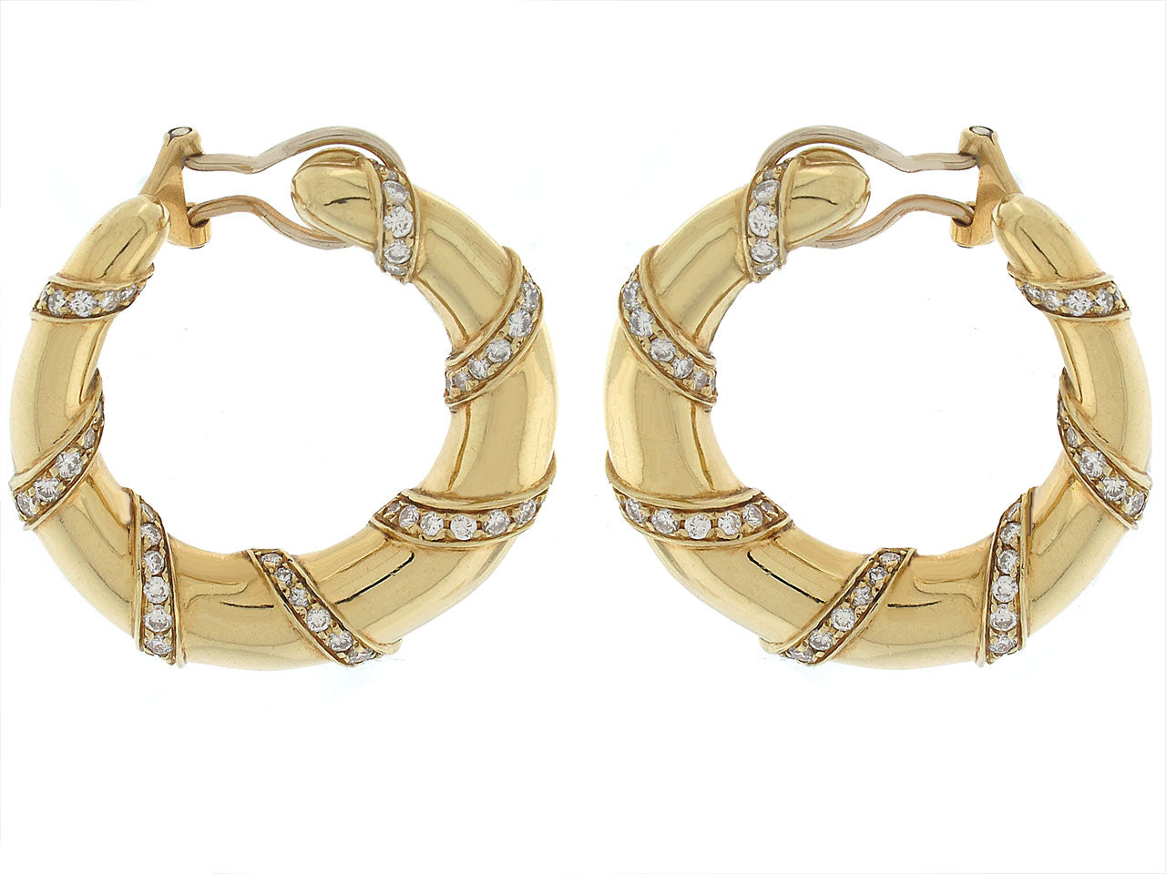 Diamond Swirl Earrings in 18k