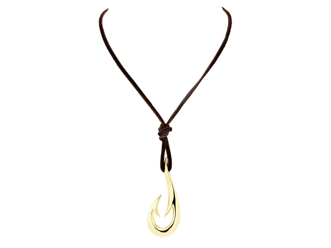Hook Pendant in 18K on Leather Cord