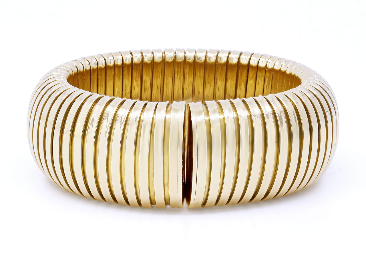 Domed Tubogas Cuff in 18K Yellow Gold, Size Small