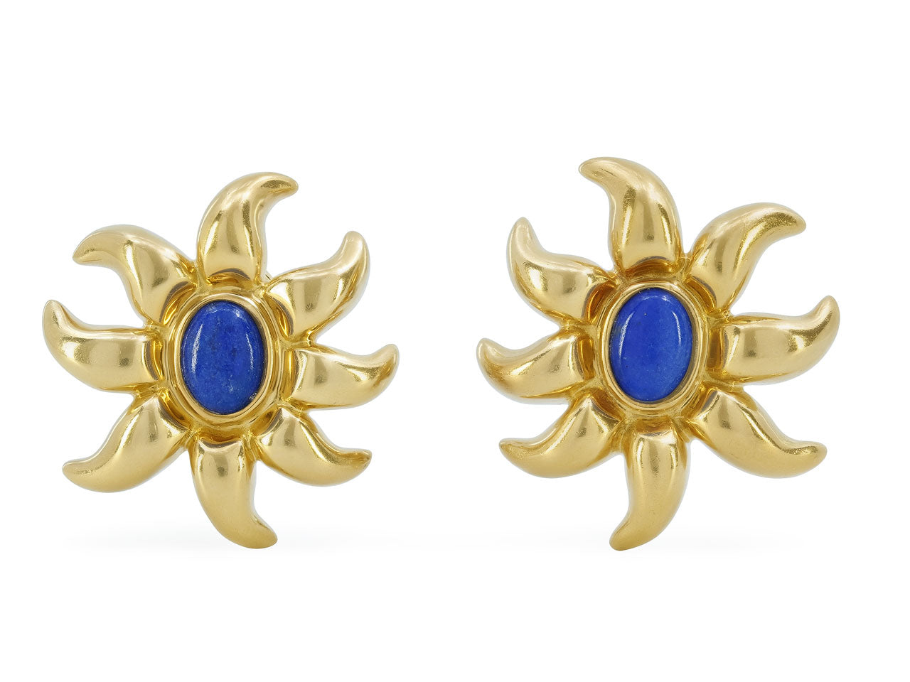 Tiffany & Co. Lapis Flower Earrings in 18K Gold