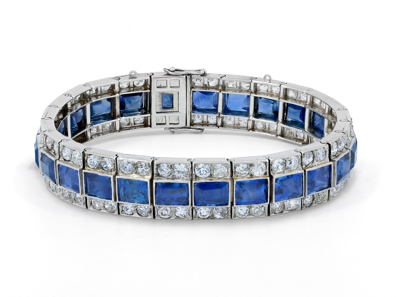 Art Deco Sapphire and Diamond Bracelet in Platinum and 18K White Gold