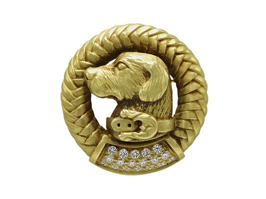Kieselstein-Cord Dog Pin in 18K 'Green' Gold