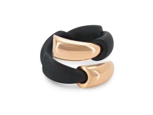 Vhernier 'Calla' Black Titanium Ring in 18K Rose Gold
