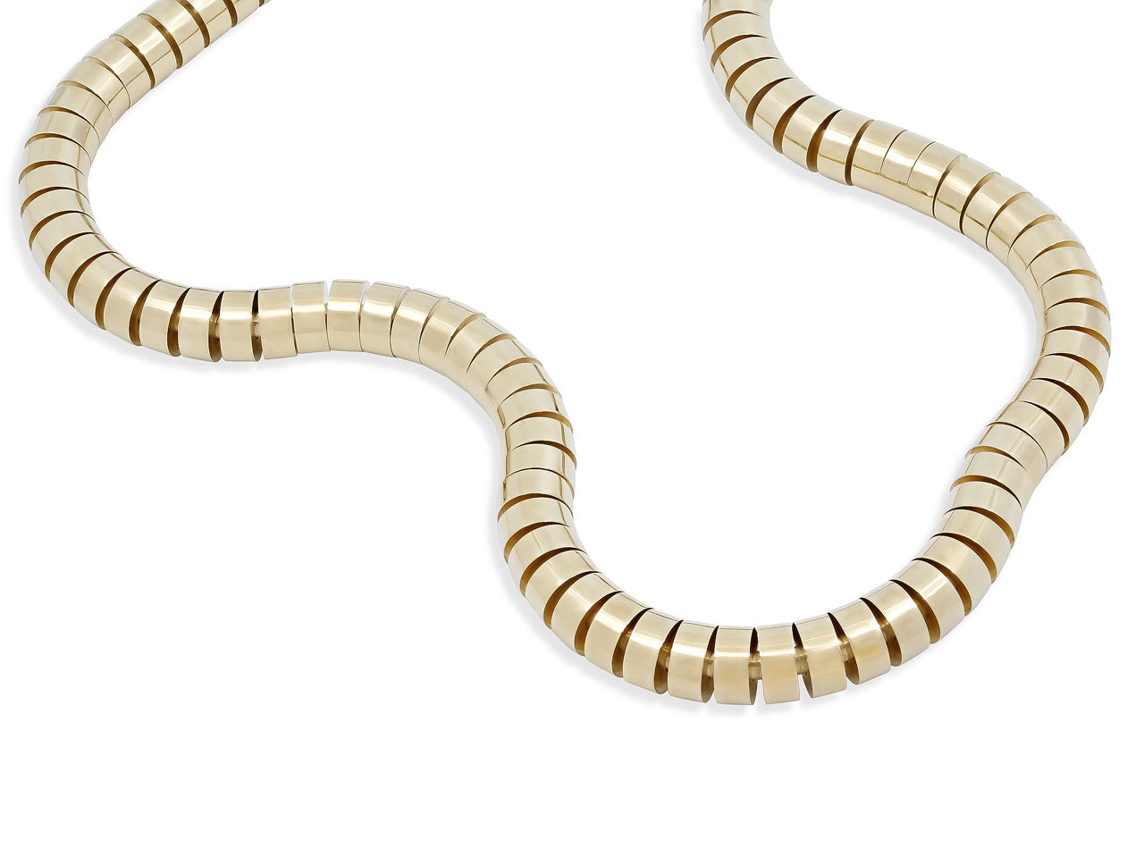 Italian Flexible Tube Necklace in 18K Gold, by Beladora