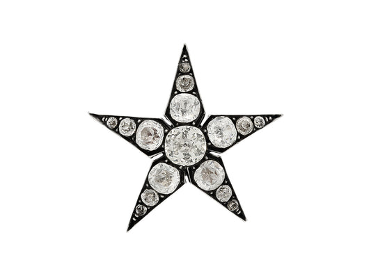 Antique Paste Stone Star Brooch in Silver