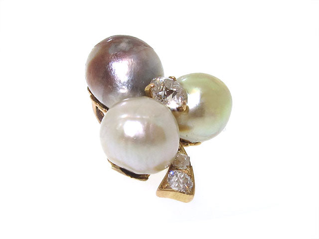 Antique Edwardian Natural Baroque Pearl and Diamond Pendant in 18K