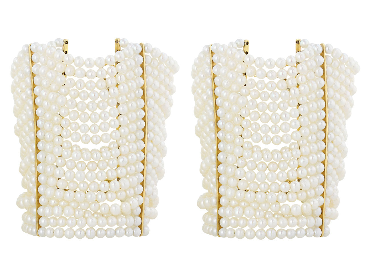 Pair of Wide Pearl Bracelets in 18K Gold