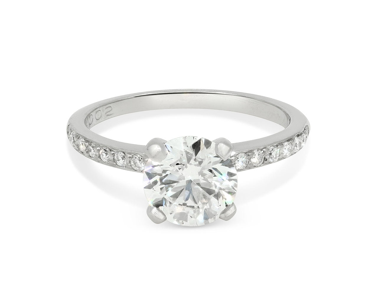 DeBeers 'Classic Pavé' Diamond Solitaire Ring, 1.51 carat H/SI2, in Platinum