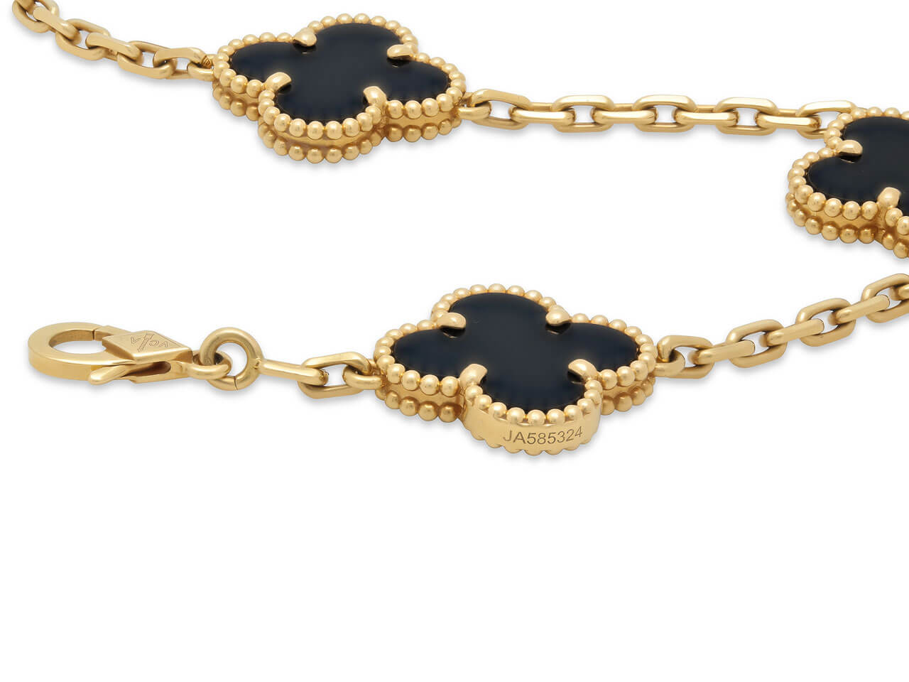 Van Cleef & Arpels 'Vintage Alhambra' 5 Motif Onyx Bracelet in 18K Gold