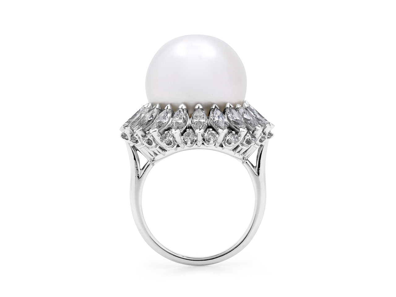 South Sea Pearl and Diamond Ring in Platinum