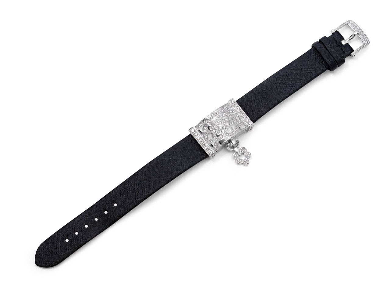 Louis Vuitton dentelle One Row Bracelet, White Gold and Diamonds Grey. Size S