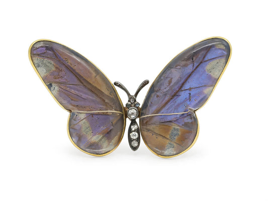 Antique Victorian Butterfly Brooch in 15K Gold