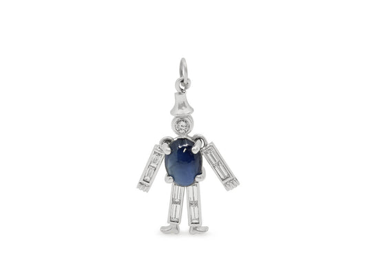 Diamond and Sapphire 'Tin Man' Pendant in Platinum