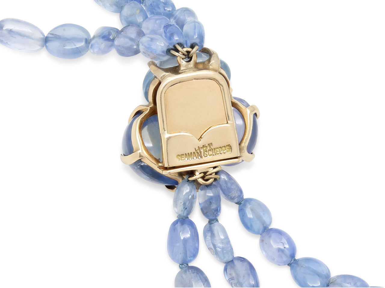 Seaman Schepps Sapphire Bead and Semi Baroque Pearl Necklace in 14K Gold
