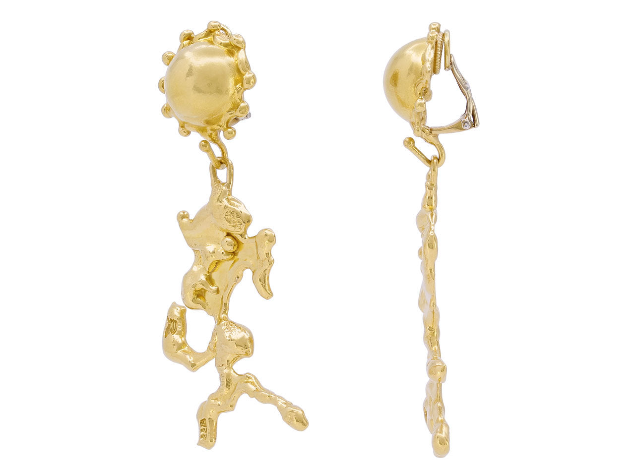 Jean Mahie 'Charming Monsters' Earrings in 22K Gold