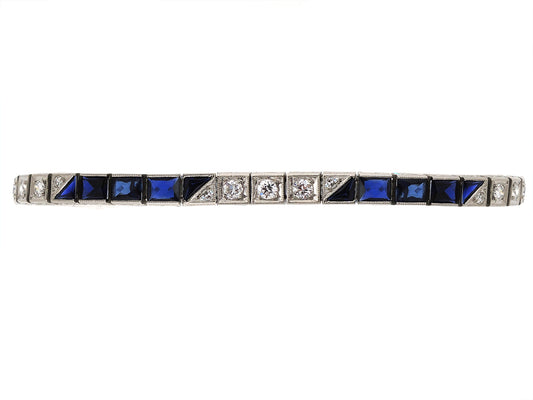 Art Deco Diamond and Synthetic Sapphire Bracelet in Platinum