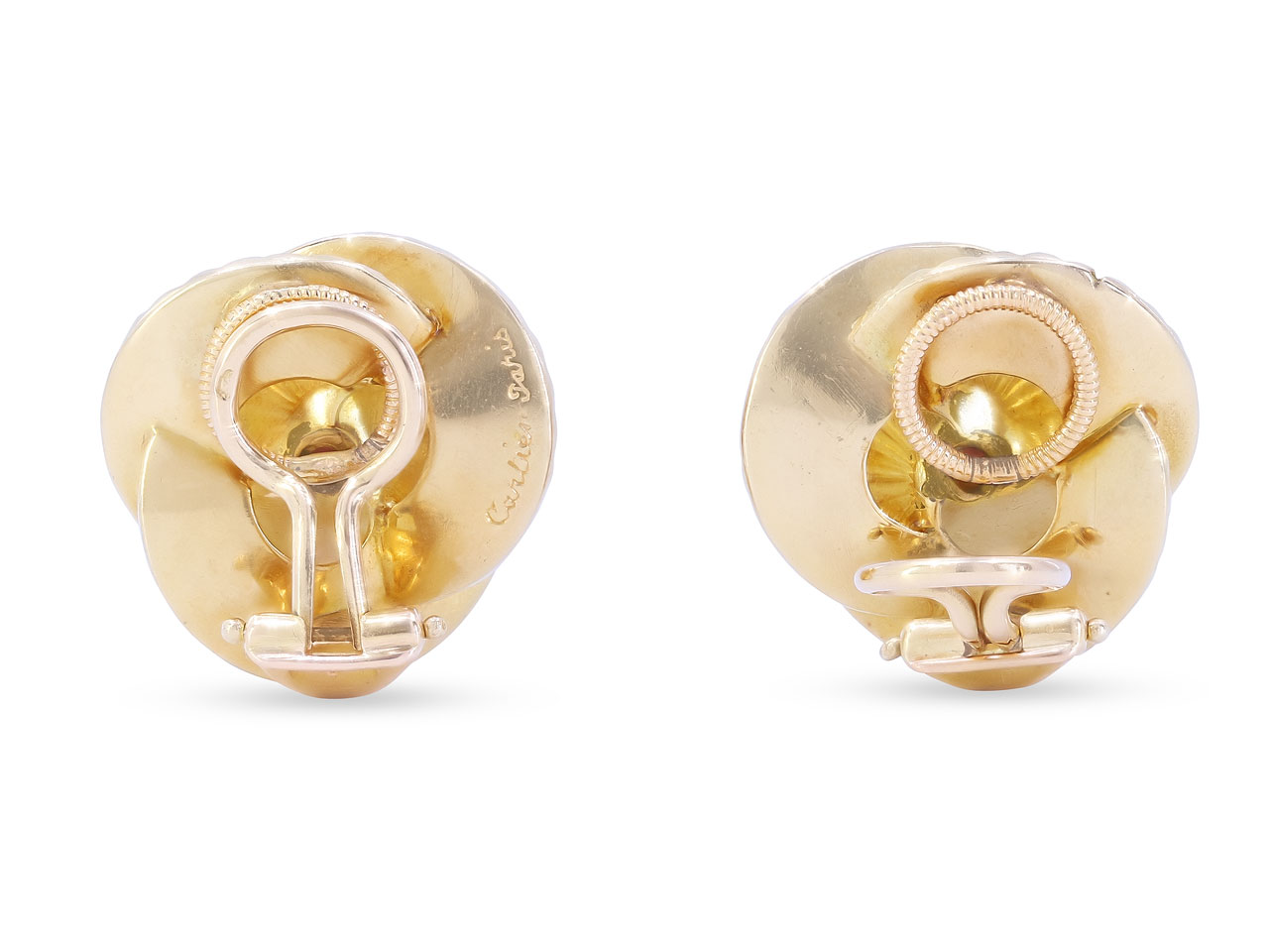Retro Cartier Ruby Fan Earrings in 18K Gold