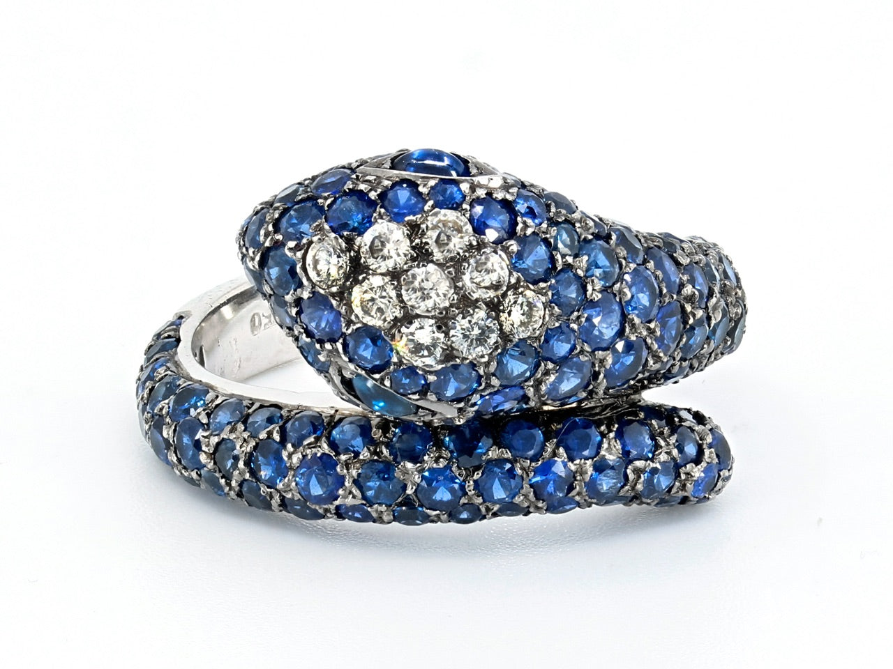 Sapphire and Diamond Snake Ring in 18K White Gold #512399 – Beladora