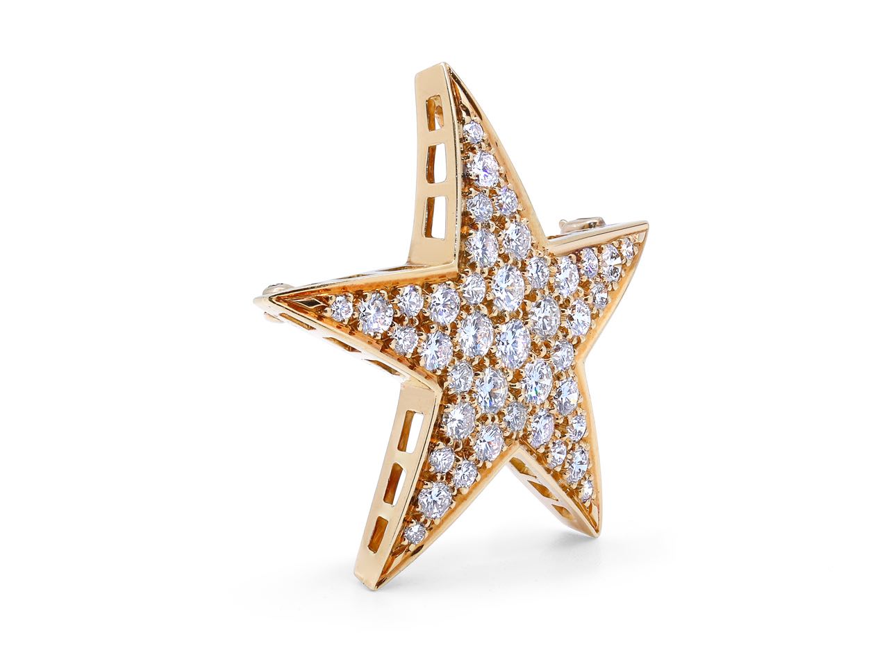 Diamond Star Brooch in 18K Yellow Gold