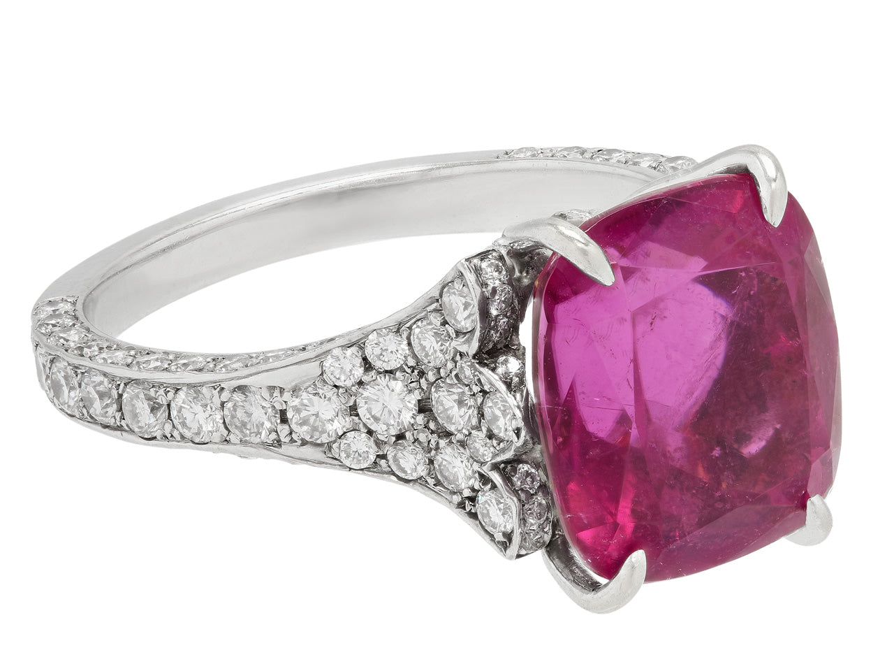 Pink Tourmaline and Diamond Ring in 14K White Gold