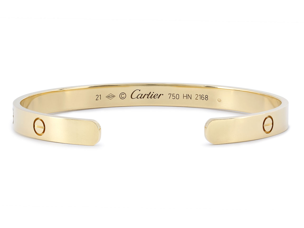 Cartier 'Love' Cuff Bracelet in 18K Yellow Gold, Size 21