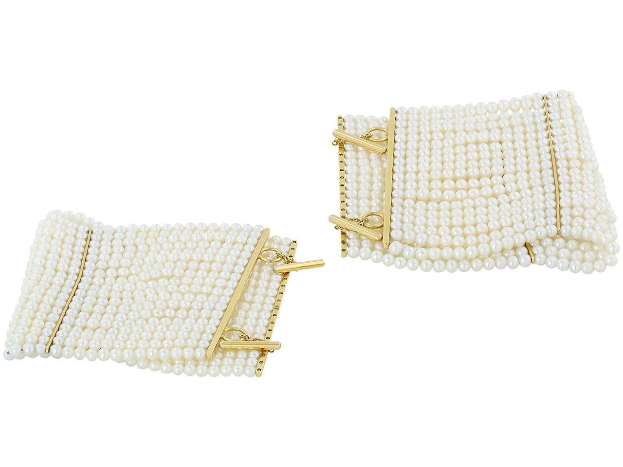 Pair of Wide Pearl Bracelets in 18K Gold